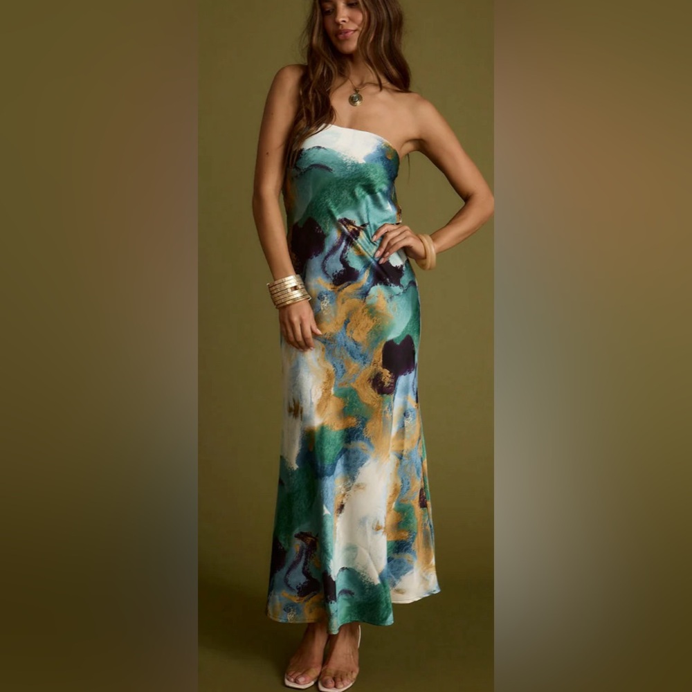12th Tribe Blue & Gold Maxi Dress